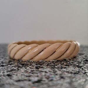 Vintage Bone Bracelet 14k Gold Wire Wrap | 14k585 Spiral Wrapped